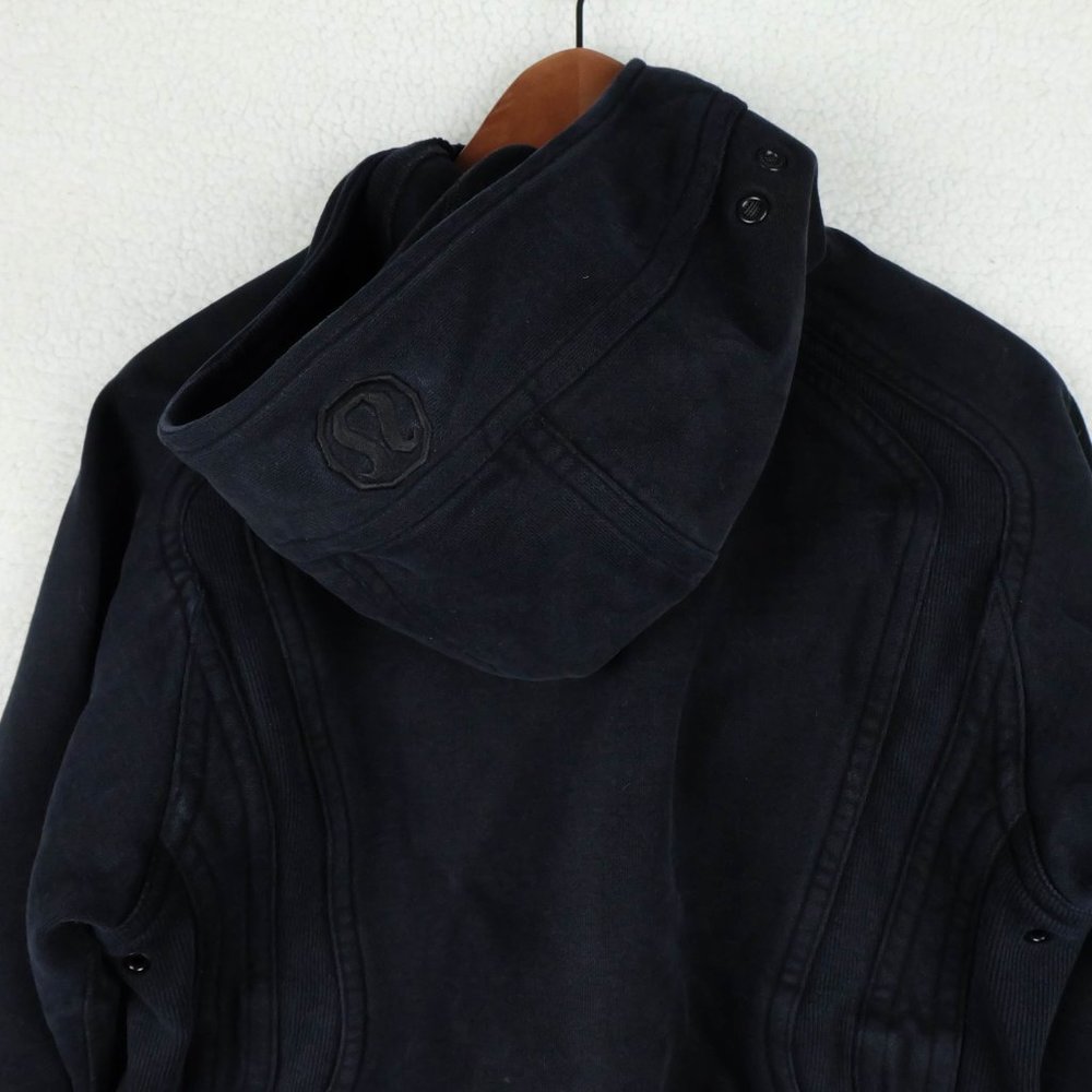 Lululemon Jacket Womens 12 Black Full Zip Hooded Sweatshirt Outdoor Heavy - Picture 6 of 10